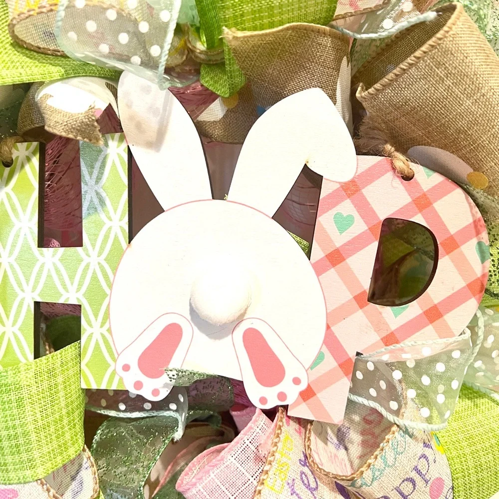 13” Happy Easter Ribbon Wreath 